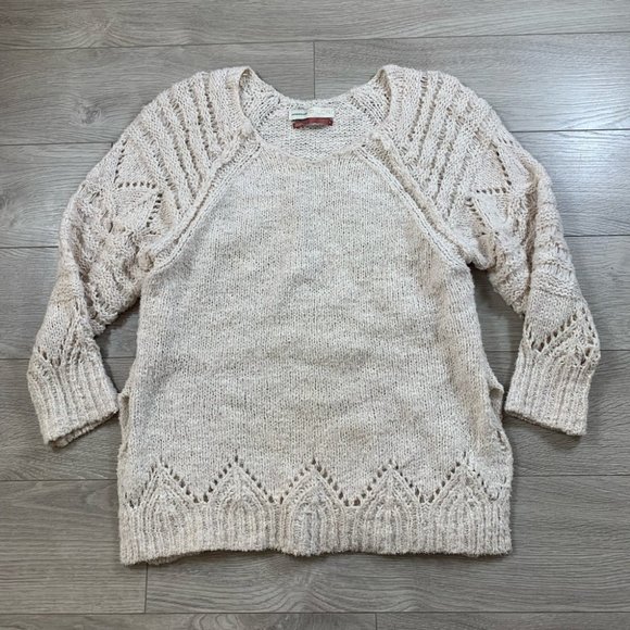 ANTHROPOLOGIE Pilcro Luna Pointelle Sweater Cream - Picture 5 of 14